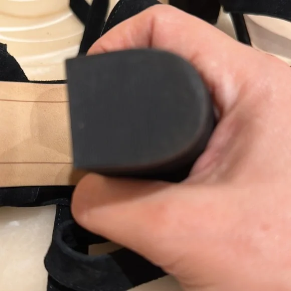 INC International Concepts Womens Kailey Suede Open Toe, Black Suede - Picture 6 of 6